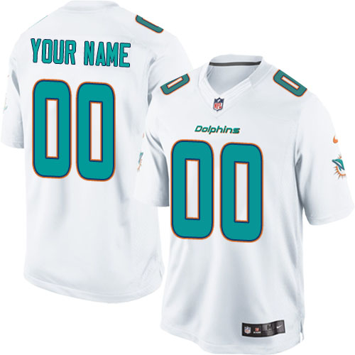 Men's Limited Nike Jersey White Road - Customized NFL Miami Dolphins